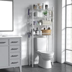 Over The Toilet Storage, Adjustable Bathroom Organizer Shelves Space Saver Over Toilet, Sturdy 4 Tier Above Toilet Storage Rack, Freestanding Over-The-Toilet Storage Shelf, White