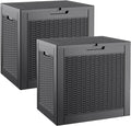 Outdoor Storage Box, Resin Deck Boxes Indoor and outdoor, Waterproof Storage Box Lockable Lid (Black, 35 Gallon-2 Pack)