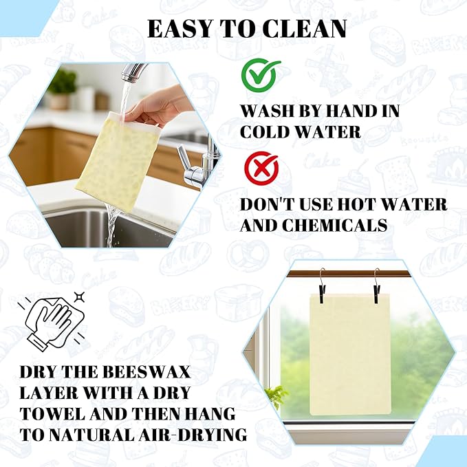 Beeswax Bread Bags - 17x13 Inch Reusable Bread Storage Bags,Bees Wax Lined Bread Bags for Home Cooks fresh bread storage Easy Clean (Blue-Floral-1PCS)