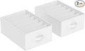 SONGMICS Set of 2 Large Size Wardrobe Clothes Organizers, 6-Compartment Foldable Drawer Organizers with Handles, 16.5 x 11.8 x 6.7 Inches, for Pants, Sweaters, Jeans, Cloud White URUS009W02