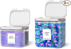 2 Pack Laundry Pods Container for Laundry Room Organization, Laundry Pod Up Holder with 30 Labels and Scoops, Laundry Detergent Powder Container, Dryer Sheet Holder