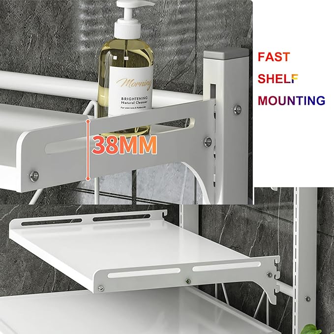 ABCOOL Over The Toilet Washer Organzier Adjustable Stand Storage Rack for Laundry Shelf Bathroom Space Save with Height Adjustable Drawer Table