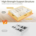 StorageWorks Under Bed Shoe Storage for Closet, 2-Pack Ultra-thick Fabric Shoe Organizer, Collapsible Shoes Containers with Bottom Support, Fits up to 24 Pairs, Beige