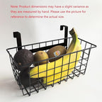 MaraFansie Basket with Hook, Grid Storage Basket, Over the Cabinet Door Organizer, Wire Hanging Basket with Hook Over the Railing, Under Sink Kitchen Cabinet, Pantry, Bathroom, Black, 4 Pack