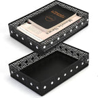 Desk Drawer Organizer, A4 Large Metal Mesh Desk Rrganizer Tray, Carved Hollow Floral Tray, Versatile Storage Box Set for Office Home Supplies,13x9x3 inches (Rhinestones,2 PCS)