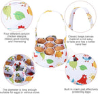 Egg Collecting Basket, Canvas Egg Basket for Gathering with 7 Pouches for Chicken, Duck, Goose, Bird, Various Poultry Collection (Cartoon Chicken Style 2)