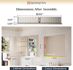 Keonjinn Medicine Cabinet Mirror 40" x 32", Assembly Needed, Brushed Nickel Medicine Cabinet with Mirror for Bathroom, Beveled Framed, Adjustable Shelves, Wall-Mounted or Recessed, Tempered Glass