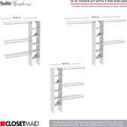 ClosetMaid SuiteSymphony Wood Closet Organizer Kit with Tower, 3 Hang Rods, Top Shelves, Adjustable, Fits Spaces 5 - 9 ft. Wide, Pure White