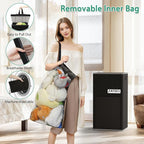 110L Laundry Hamper with Lid with Washing Bag & Front Mesh Bag, Large & Tall Laundry Basket, Collapsible Dirty Clothes Hampers for Bedroom Aesthetic, Bathroom, Dorm, Laundry Room - Easy Carry, Black