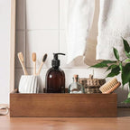 2 Pcs Bathroom Basket Wooden Toilet Tank Paper Basket with Handle Wood Color Bathroom Decor Box Back of Toilet Storage Organizer for Bedroom Vanity Kitchen Countertop Dresser Shelf Decor