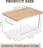 Trash Bag Dispenser, Trash Bag Holder Dispenser with Bamboo Top, Extra Large Garbage Bags Holder Organizer Under Sink for Kitchen, Pantry, Laundry Room
