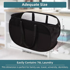 Collapsible Laundry Baskets, Tear Proof Pop Up Laundry Hamper with Dual Handles, Durable Foldable Laundry Basket, Easy to Carry Laundry Hamper for Home, Laundry Room, Bedroom, Dorm, Travel Black