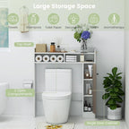 Giantex Short Over The Toilet Storage Cabinet, Bathroom Organizer w/Single Door Cabinet & Adjustable Shelves, Freestanding Space Saver Above Toilet Storage for Restroom, Laundry Room (White)