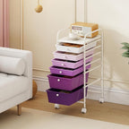 Giantex 6 Storage Drawer Cart Rolling Organizer Cart for Tools Scrapbook Paper Home Office School Multipurpose Mobile Utility Cart, Purple Gradient