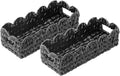 Balck Toilet Basket,Set of 2 Scalloped Wicker Basket with Built-in Handles,Long Back of Toilet Baskets for Shelf,Tank Topper,Countertop,Rectangle