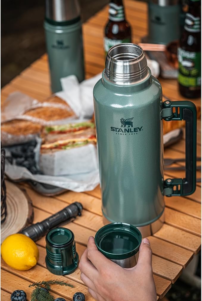 Stanley Classic Legendary Vacuum Bottle 2.5 qt | Wide Mouth with Leakproof Cup Lid | Keep Drinks Hot or Cold | Packable for Travel | Insulated Stainless Steel Thermal Bottle | BPA-Free | Black 2.0
