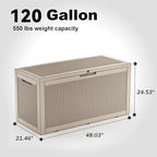 120 Gallon Resin Deck Box, Lockable Patio Outdoor Storage Box for Furniture, Garden Tools and Tools Storage, Waterproof Outside Storage Boxes - Grey