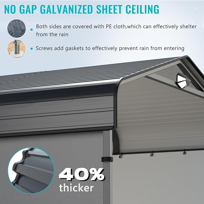 Metal Carport,12x20 Carport Canopy Heavy Duty All Weather,Car Tent Garage with Galvanized Metal Roof,Metal Car Ports for Snow,Outdoor Car Shelter,Grey