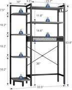 K1 Heavy Duty 7-Tier Over The Toilet Storage（with Basket and Paper Hook） Freestanding Above Toilet Shelf with Adjustable Feet，Space Saver Bathroom Shelves 9.3" D x 33.5" W x 63.8" H，Grey