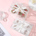 JCD 4 Pack Clear Cupcake Boxes, Plastic Cupcake Containers with Gift Ribbon, 5.5inches height Holder 6 Count Cup Cake Boxes for Parties, Baking, Wedding, Transport (6count/4pcs)