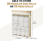 StorageWorks Toilet Paper Storage Baskets with Dual Flip Lids, Toilet Paper Organizer for Bathroom, Toilet Paper Container with Side Pocket, Holds 15 Mega or 20 Regular Rolls, Large, Beige
