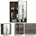 ChooChoo Bathroom Wall Mirror Cabinet, Medicine Cabinet with Single Door and Adjustable Shelf, Over The Toilet Space Saver Storage Cabinet, Grey
