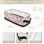 Storage Basket with Handles Collapsible Storage Bins Rectangular Fabric Organizer Box Multi-Use Shelf Baskets for Bedroom Bathroom Decor, Tulip Flower Pink Petal