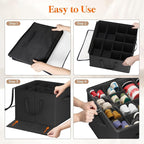 Lifewit Shoe Storage Organizer for Closet, Fabric Large Shoe Box Storage Containers with Clear Cover, Foldable Bins for Boots Heels Sneakers Fits 24-32 Pairs (Each 12-16 Pairs) 2 Pack Black
