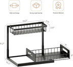 VUSIGN Under Kitchen Sink Organizer 2 Tier, Pull Out Under Sink Organizers and Storage, Bathroom Cabinet Kitchen Organization Storage Shelf, 1 Pack Black