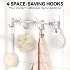 YASONIC Shower Caddy, 6 Pack Large Capacity Bath Organizer with Soap Holder and 12 Hooks, Rustproof bathroom Shelves for Inside Shower, No Drilling&Sleek Bathroom Organizers and Storage Silver