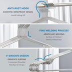 Fayleeko Wire Coat Hangers - 17.7 Inch Heavy Duty Stainless Steel Hangers (50 Pack)