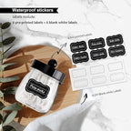 SheeChung 3 Pack Qtip Holder Bathroom Jar Set, Apothecary Mason Jar for Bathroom Vanity Home Storage Organizer, Plastic Acrylic Qtip Dispenser for Cotton Swab, Floss Pick, Farmhouse/Home Decor (Black)