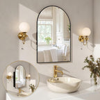 Arched Medicine Cabinet Mirror No Assembly Needed Bathroom Mirror with Storage Recessed or Surface Mount Options (Black, 36" L x 24" W)