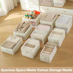 Lifespace Storage Wardrobe Organizer, Large 6-Compartment Foldable Drawer System with Handles, Beige Fabric Storage Box for Clothes, Blankets, Toys, 2-Pack (2, Cream, 20.5”X13“X9”)