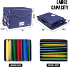 DocSafe Fireproof Document Box with Lock,File Storage Organizer with Pockets,Collapsible Portable File Box Home Office Safe Filing Cabinet with Handle for Hanging Letter/Legal Folders,Blue,2 Pack