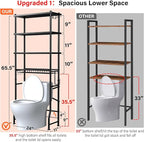 4-Tier Over-The-Toilet Storage Rack, Bathroom Organizer Shelf Over Toilet With Shelf Waterproof Feet Pad And Basket, Multifunctional Space Saver Bathroom Shelves Above Toilet for Room (Black)