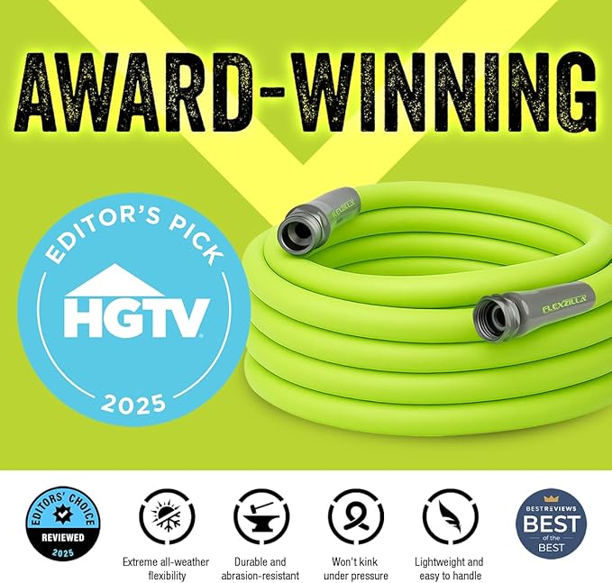 Flexzilla Garden Hose 5/8 in. x 75 ft., Lightweight All-Weather Water Hose, Durable and Flexible, Leak-Free Connections