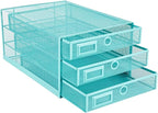 Annova Desk Organizer Wire Mesh 3 Tier Sliding Drawers Paper Sorter/Multifunctional/Premium Solid Construction for Letters, Documents, Mail, Files, Paper, Kids' Art Supplies (Turquoise)