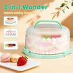 Cake Carrier with Lid and Handle, Bpa-Free Cake Holder with Lid for 10 Inch Round Cake Carrier with 10 pcs Round Golden Cake Boards and Portable Insulated Bag & Two Boxes of Cupcake Paper Liners