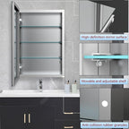 Medicine Cabinet with Mirror of Storage, 22x30 inch Aluminum Bathroom Cabinet, Assembly Needed, Surface Mount or Recessed Wall Cabinet with Adjustable Glass Shelves for Bathroom Bedroom