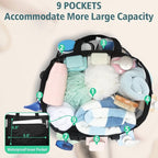 F-color Mesh Shower Caddy Portable, X Large 7 Deeper Pockets Shower Bag Basket Tote for College Dorm Room Bathroom Essentials Gym Camp Quick Dry 2 handles with S Hook, 2 Pack Black