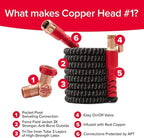 Pocket Hose 100 FT Copper Head Expandable Garden Hose with Pocket Pivot, No Tangles, AS SEEN ON TV, 360° Swivel, Tri-Tex Tubing, Force Field Jacket, Lead-Free, No-Kink, Anti-Burst w/APT