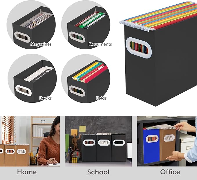 Hanging File Organizer, Cardboard File Folder Organizer for Letter Size, Desk Documents Storage Box, Portable File Folder Holder Boxes for Office, Home, School, Only Box.(6 Packs)