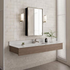 16x26 Pre-Assembled Bathroom Medicine Cabinet Mirror, Surface or Recessed Brushed Nickel Medicine Cabinet with Mirror & Rustproof Aluminum Frame, Beveled Bathroom Vanity Mirror with Storage