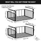 2Pack Under Shelf Basket Organizer,Adjustable Hanging Holder Storage for Cabinet Pantry Kitchen Cupboard Desk Counter Bookshelf Organization Add-on Space Saver Heavy Duty Slide-in,Black