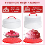 Bundt Cake Carrier, 13.5"Red Cake Carrier with Lid Handle Turntable and Cupcake Holder, Portable Cake Transport Container, Perfect Gifts for Transporting Cakes, Pies, Cupcakes, Nuts, Fruits