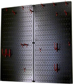 Wall Control Kitchen Pegboard Organizer Pots and Pans Pegboard Pack Storage and Organization Kit with Black Wall Board and Red Accessories
