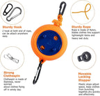 Retractable Camping Clothesline, Adjustable Travel Laundry Rope, Heavy Duty Washing Line with 20 Clothespins & 10 Stoppers for Indoor/Outdoor, Camping, Travel, Courtyard, 33ft (Orange 26ft)