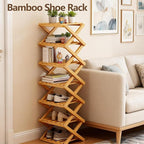 2/3/4/5/6/7/8/9 Tier Bamboo Folding Shoe Rack,2026 New Bamboo Foldable Shoe Rack,no Installation Required,Vertical Multi-Layered Organizer,Space-Saving for Entryways& Balconies (Primary Color, 2)