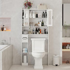 Vabches Over The Toilet Storage Cabinet, Farmhouse Storage Cabinet Over Toilet with Acrylic Doors，Home Space-Saving Toilet Rack, for Bathroom, Restroom, Laundry, White